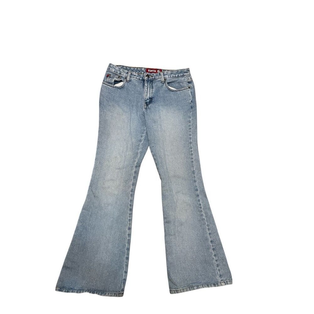 Zana Di Flare Leg Mid Rise Distressed Vintage Denim Jeans Size 7